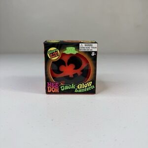 Nee Doh Halloween Glow in Dark Jack Glow Lantern Pumpkin Orange Authentic New